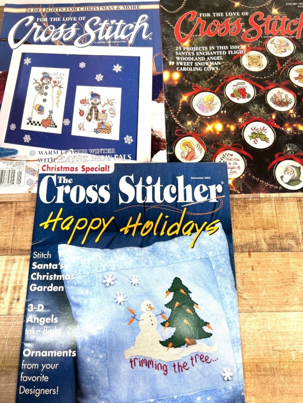 3 Christmas Cross-Stitch Pattern Collection Featuring Holiday Designs & Projects